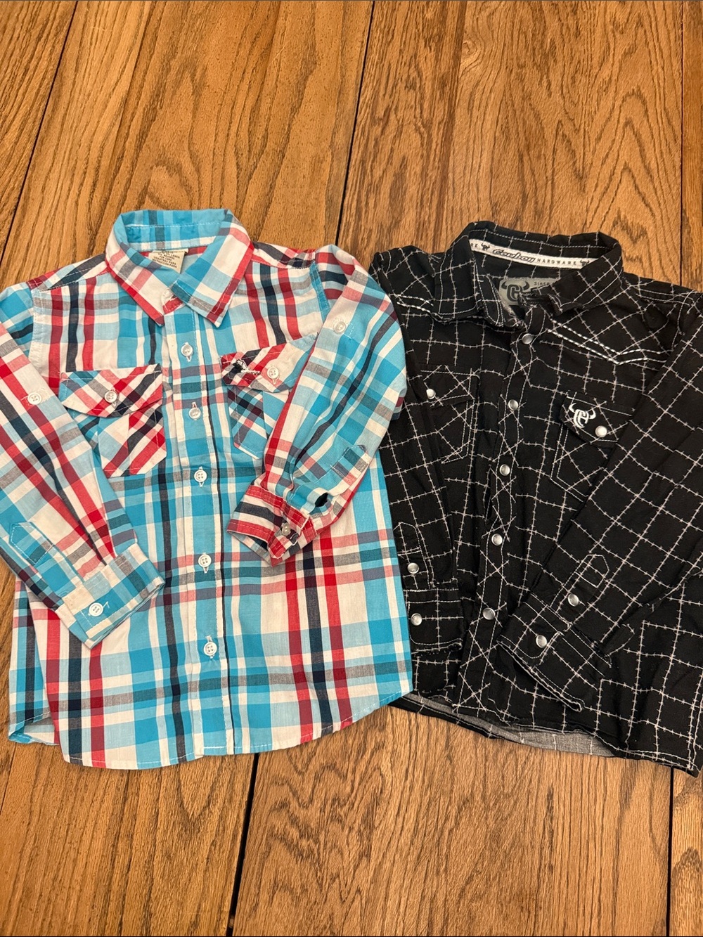 Lot of 2 Button-Down Shirts Cowboy Hardware & American Hawk EUC Sz 3T & 4T UU